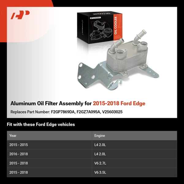 Aluminum Oil Filter Assembly for 2015-2018 Ford Edge