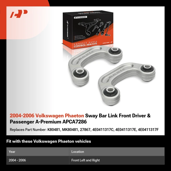 2004-2006 Volkswagen Phaeton Sway Bar Link Front Driver & Passenger A-Premium APCA7286