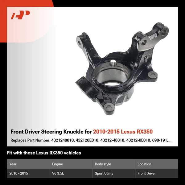 Front Driver Steering Knuckle for 2010-2015 Lexus RX350
