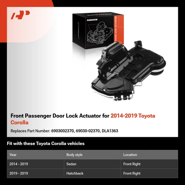 Front Passenger Door Lock Actuator for 2014-2019 Toyota Corolla
