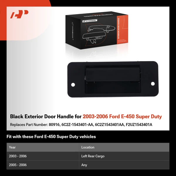 Black Exterior Door Handle for 2003-2006 Ford E-450 Super Duty
