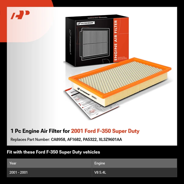 1 Pc Engine Air Filter for 2001 Ford F-350 Super Duty