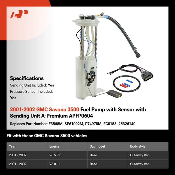 2001-2002 GMC Savana 3500 Fuel Pump with Sensor with Sending Unit A-Premium APFP0604