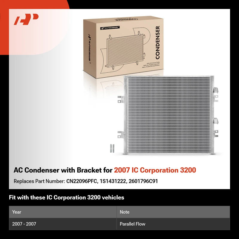 AC Condenser with Bracket for 2007 IC Corporation 3200