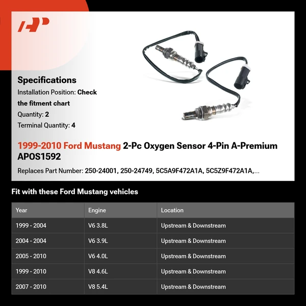 1999-2010 Ford Mustang 2-Pc Oxygen Sensor 4-Pin A-Premium APOS1592