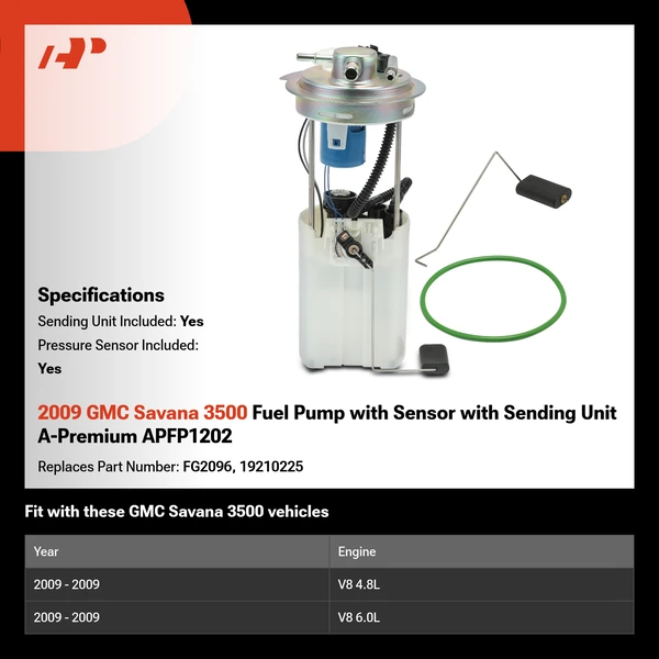 2009 GMC Savana 3500 Fuel Pump with Sensor with Sending Unit A-Premium APFP1202