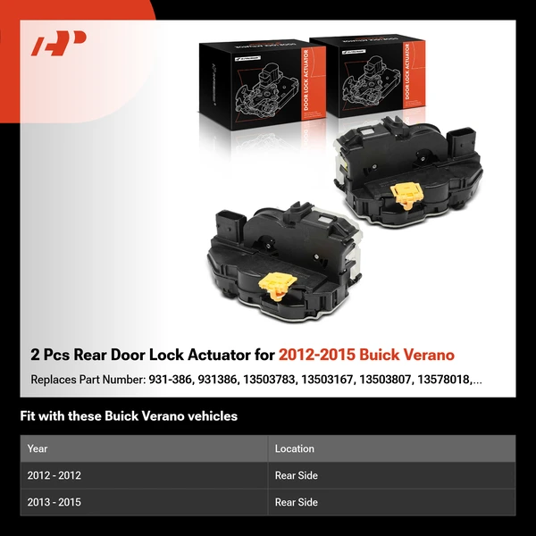 2 Pcs Rear Door Lock Actuator for 2012-2015 Buick Verano