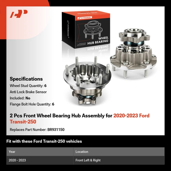 2 Pcs Front Wheel Bearing Hub Assembly for 2020-2023 Ford Transit-250