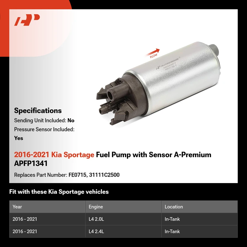 2016-2021 Kia Sportage Fuel Pump with Sensor A-Premium APFP1341