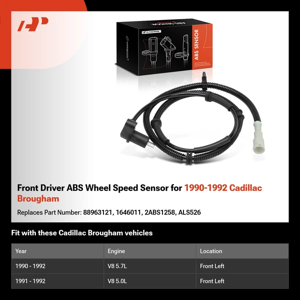 Front Driver ABS Wheel Speed Sensor for 1990-1992 Cadillac Brougham
