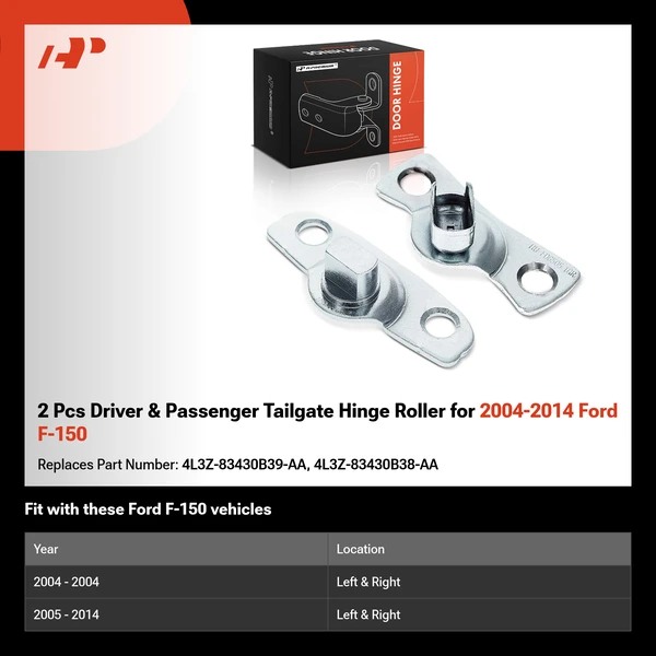 2 Pcs Driver & Passenger Tailgate Hinge Roller for 2004-2014 Ford F-150