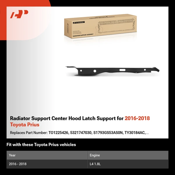 Radiator Support Center Hood Latch Support for 2016-2018 Toyota Prius