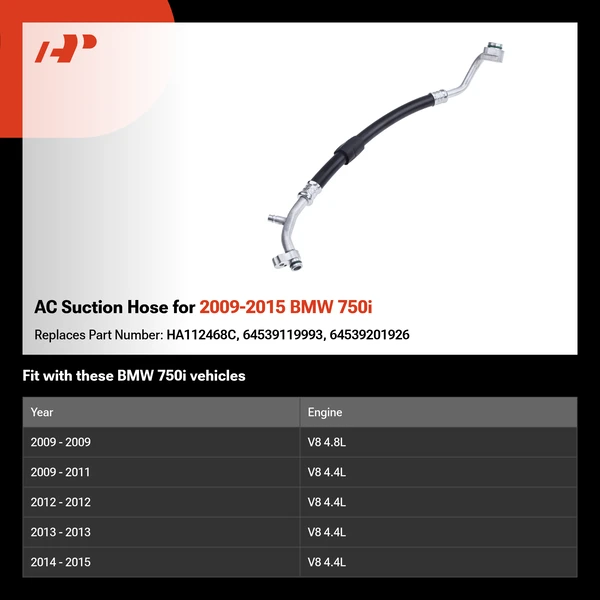 AC Suction Hose for 2009-2015 BMW 750i