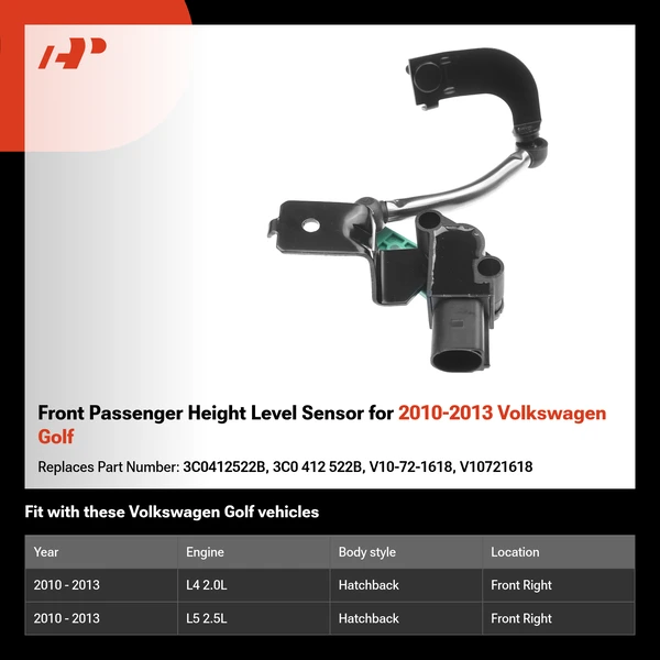 Front Passenger Height Level Sensor for 2010-2013 Volkswagen Golf