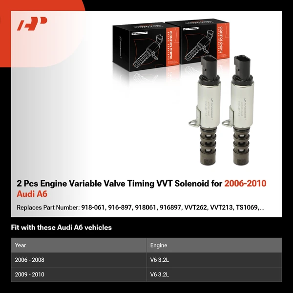 2 Pcs Engine Variable Valve Timing VVT Solenoid for 2006-2010 Audi A6
