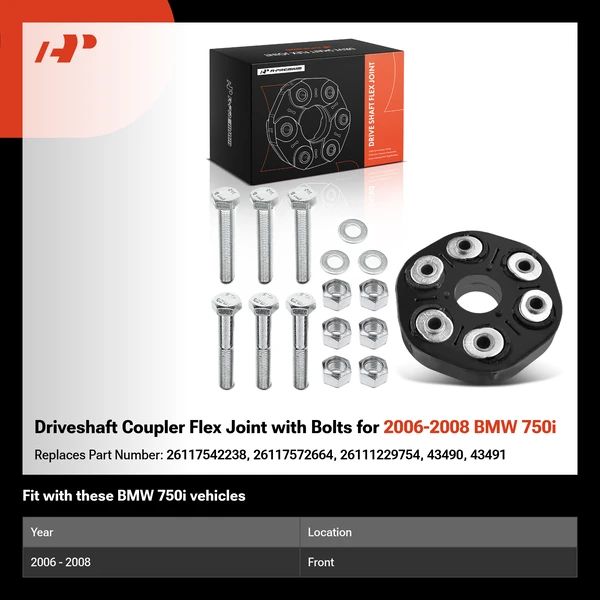 Driveshaft Coupler Flex Joint with Bolts for 2006-2008 BMW 750i