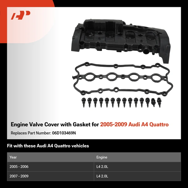 Engine Valve Cover with Gasket for 2005-2009 Audi A4 Quattro