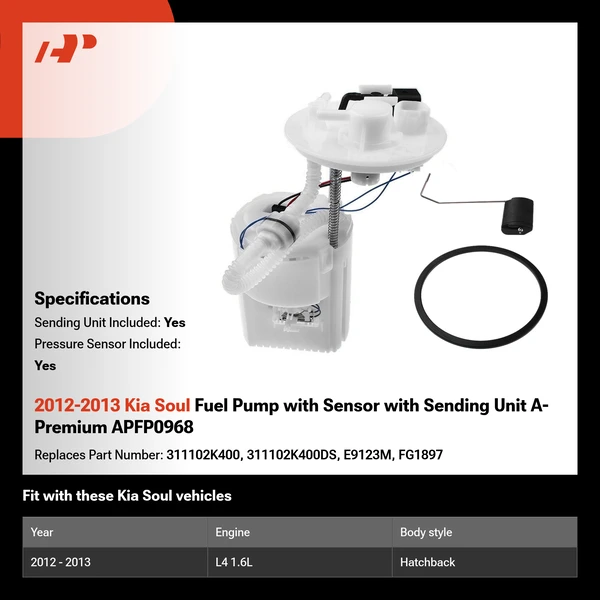 2012-2013 Kia Soul Fuel Pump with Sensor with Sending Unit A-Premium APFP0968