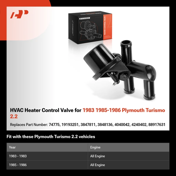 HVAC Heater Control Valve for 1983 1985-1986 Plymouth Turismo 2.2