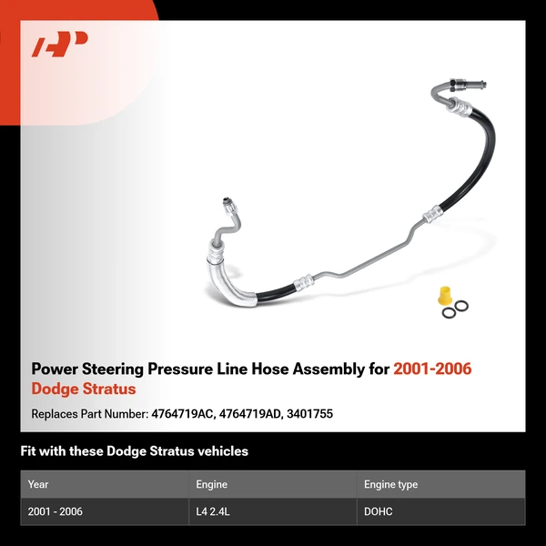 Power Steering Pressure Line Hose Assembly for 2001-2006 Dodge Stratus