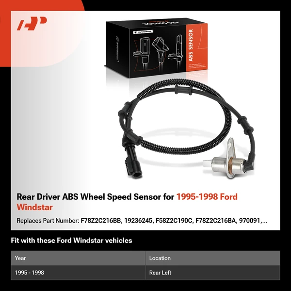 Rear Driver ABS Wheel Speed Sensor for 1995-1998 Ford Windstar