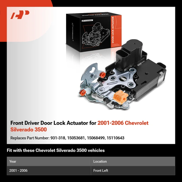 Front Driver Door Lock Actuator for 2001-2006 Chevrolet Silverado 3500
