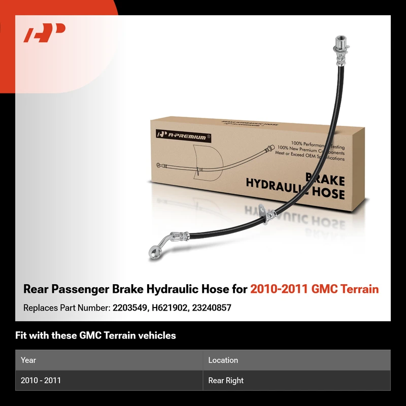 Rear Passenger Brake Hydraulic Hose for 2010-2011 GMC Terrain