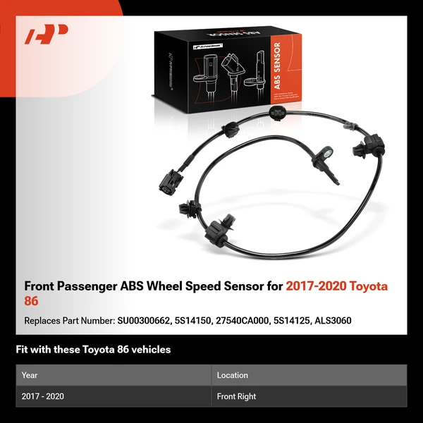 Front Passenger ABS Wheel Speed Sensor for 2017-2020 Toyota 86