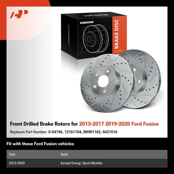 Front Drilled Brake Rotors for 2013-2017 2019-2020 Ford Fusion