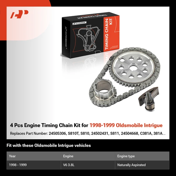 4 Pcs Engine Timing Chain Kit for 1998-1999 Oldsmobile Intrigue