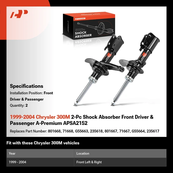 1999-2004 Chrysler 300M 2-Pc Shock Absorber Front Driver & Passenger A-Premium APSA2152