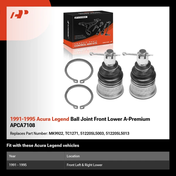 1991-1995 Acura Legend Ball Joint Front Lower A-Premium APCA7108