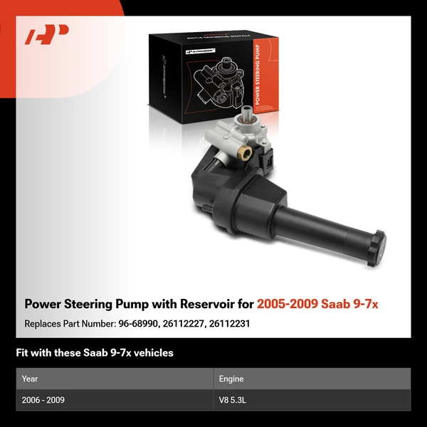 Power Steering Pump with Reservoir for 2005-2009 Saab 9-7x