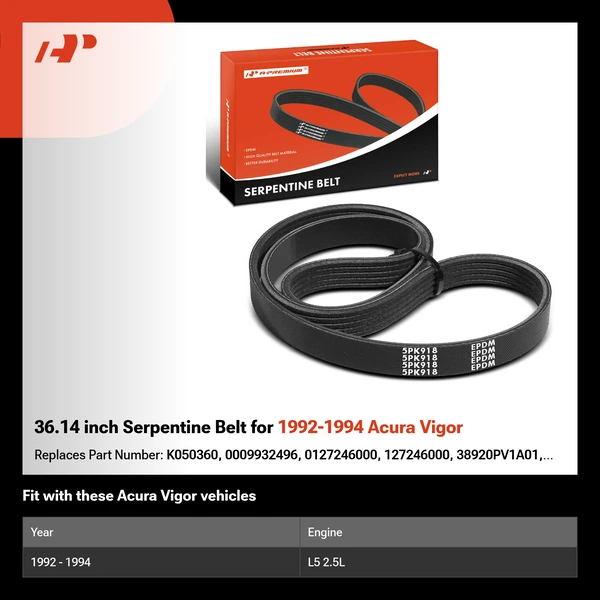 36.14 inch Serpentine Belt for 1992-1994 Acura Vigor