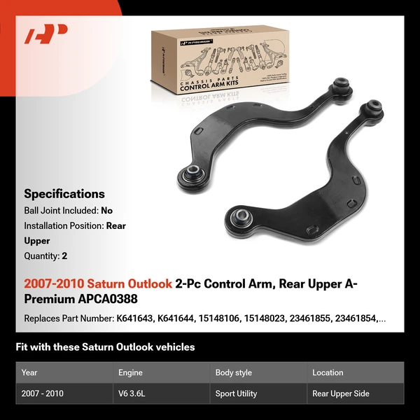 2007-2010 Saturn Outlook 2-Pc Control Arm, Rear Upper A-Premium APCA0388