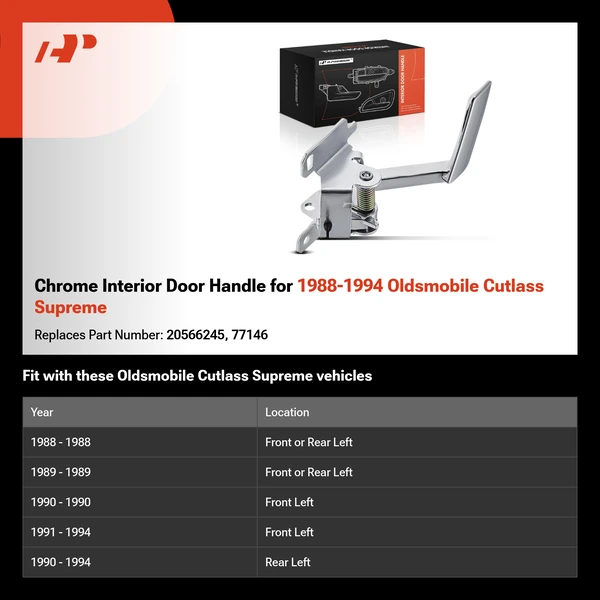 Chrome Interior Door Handle for 1988-1994 Oldsmobile Cutlass Supreme