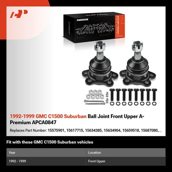 1992-1999 GMC C1500 Suburban Ball Joint Front Upper A-Premium APCA0847