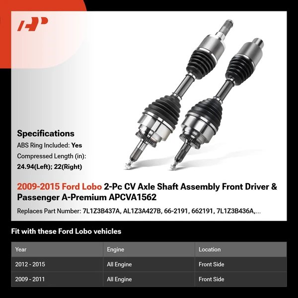 2009-2015 Ford Lobo 2-Pc CV Axle Shaft Assembly Front Driver & Passenger A-Premium APCVA1562