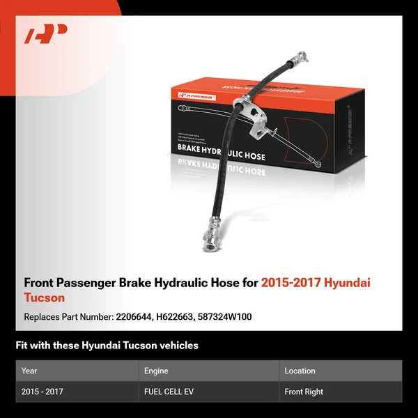 Front Passenger Brake Hydraulic Hose for 2015-2017 Hyundai Tucson