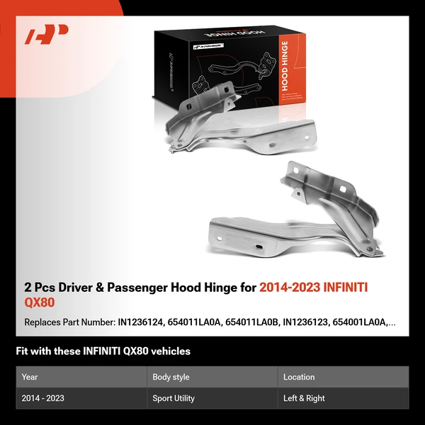 2 Pcs Driver & Passenger Hood Hinge for 2014-2023 INFINITI QX80