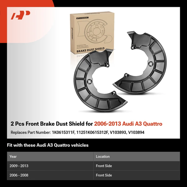 2 Pcs Front Brake Dust Shield for 2006-2013 Audi A3 Quattro