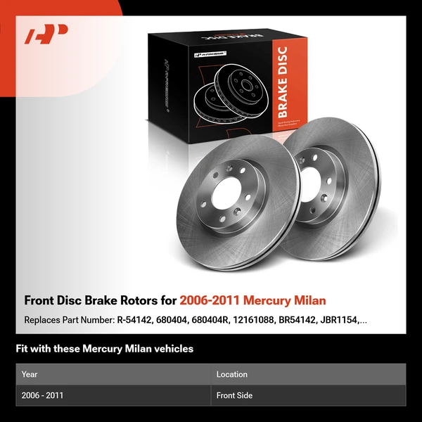 Front Disc Brake Rotors for 2006-2011 Mercury Milan