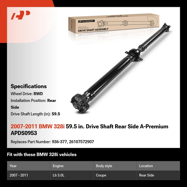 2007-2011 BMW 328i 59.5 in. Drive Shaft Rear Side A-Premium APDS0953