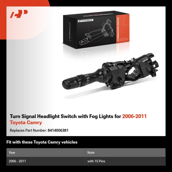 Turn Signal Headlight Switch with Fog Lights for 2006-2011 Toyota Camry