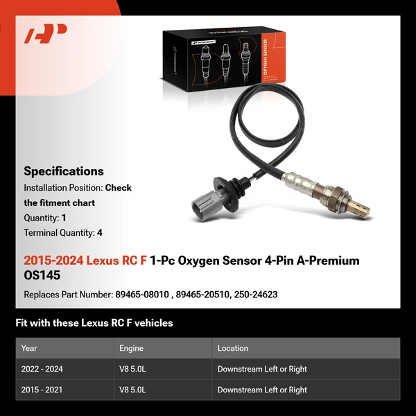2015-2024 Lexus RC F 1-Pc Oxygen Sensor 4-Pin A-Premium OS145
