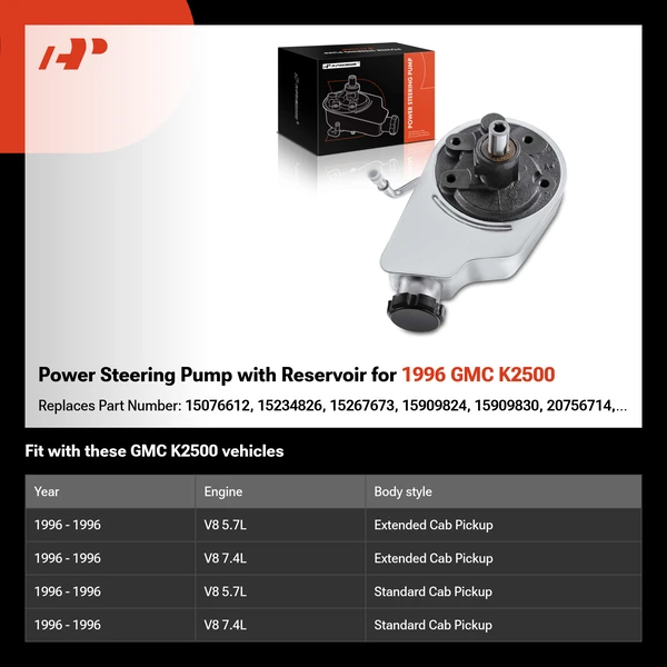 Power Steering Pump with Reservoir for 1996 GMC K2500