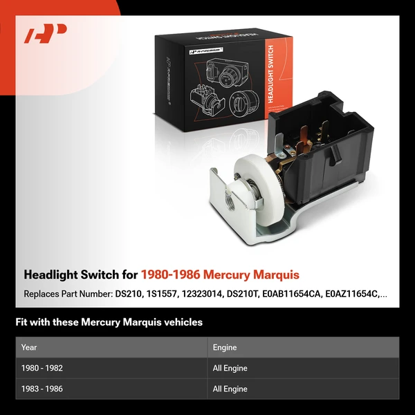 Headlight Switch for 1980-1986 Mercury Marquis