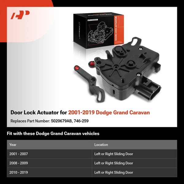 Door Lock Actuator for 2001-2019 Dodge Grand Caravan