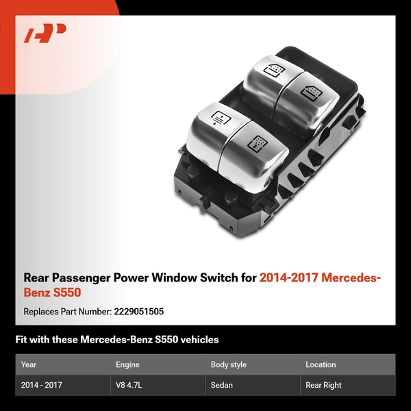 Rear Passenger Power Window Switch for 2014-2017 Mercedes-Benz S550