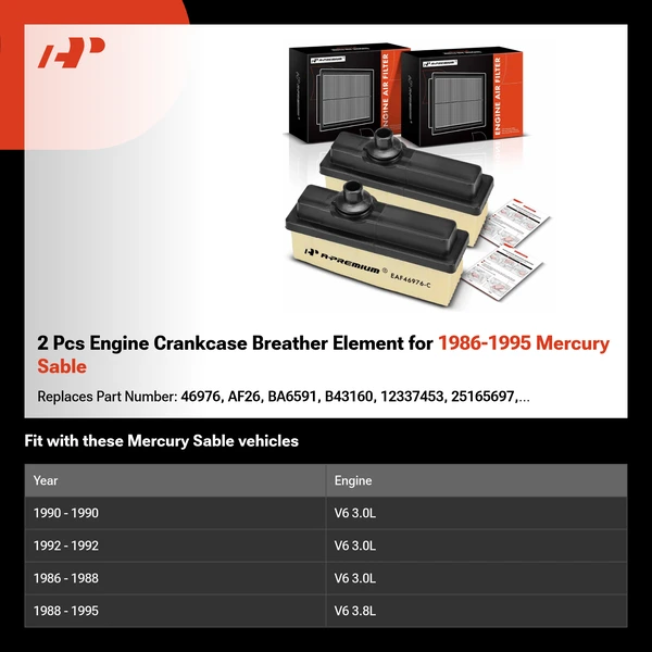 2 Pcs Engine Crankcase Breather Element for 1986-1995 Mercury Sable